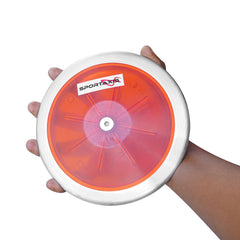 SPORTAXIS discus in use during throw, shows stable flight and improved technique