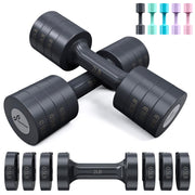 Sportneer adjustable dumbbells front view showing compact design and quick adjust feature