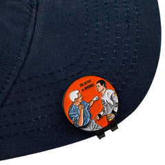 SPORTY BUFF pair of markers in palm demonstrating compact portability on course