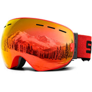 SPOSUNE front view matte black goggles showing wide field of vision and comfort