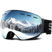 SPOSUNE front view matte black goggles showing wide vision and glare reduction