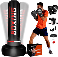 SPOXING front view of 70-inch freestanding bag showing full-height training benefit