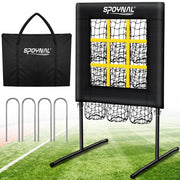 SPOYNAL front view of 9-hole pitching net shows target and portability benefit