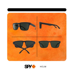 Spy Helm Happy Gray Green lenses reflecting outdoor scene to reduce glare and enhance contrast