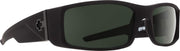 Spy Optic front view showing soft matte black frame and balanced fit benefit