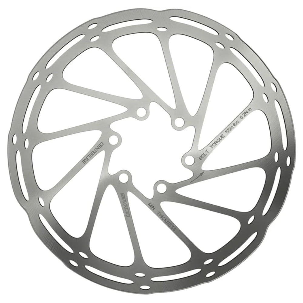 SRAM CenterLine rotor front view showing mounting holes and smooth braking surface
