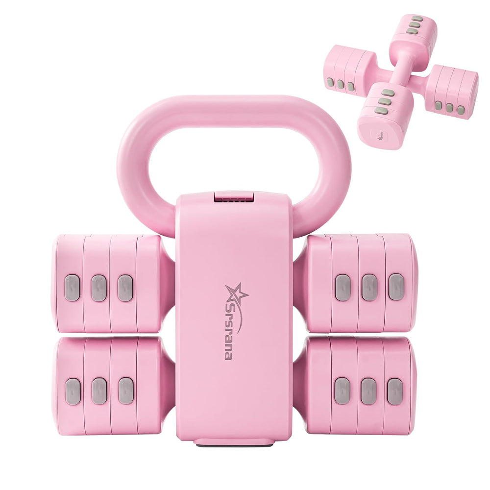 Srsrana front packaging view showing compact pink adjustable set and benefits