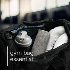 S&T INC. folded towel in gym bag demonstrating compact portability and readiness