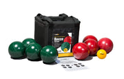 St. Pierre front view of bocce set showing balls and bag, clear professional appearance