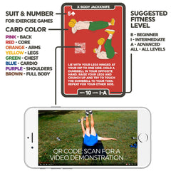 Stack 52 cards in use on a home gym floor to create an instant workout