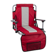 Stansport front view of red/tan seat showing padded comfort and support