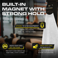 STICKIT magnet attached to a gym rack for easy reachable placement