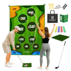 StickyGolf Pro front packaging showing included components and portability benefit