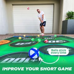 StickyGolf Pro hanging target detail showing easy attachment and immediate scoring