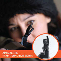 Stinger side profile mounted on rail demonstrating offset sight transition benefit