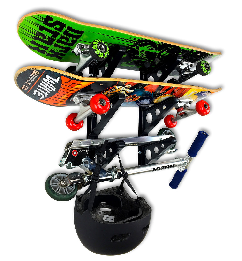 StoreYourBoard front view mounted on wall showing three boards neatly stored and space saved