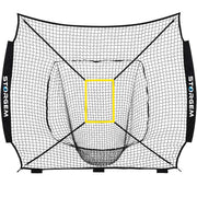 Storgem front view 7x7 net on frame showing full coverage and quick replacement benefit