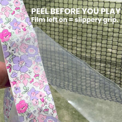 Strawberries and Cream overgrips wrapped on racket handle offering cushioned comfort