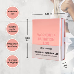 Structurewell daily spread open to workout and meal logging for clarity