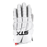 STX LZR glove front view in white showing slim profile and improved control