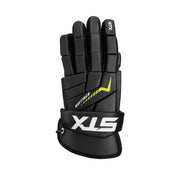 STX Stallion 200 front view showing protective backhand and thumb insert benefit