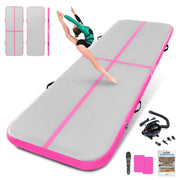 SUDOO front view of inflated pink mat showing full bounce and safe practice surface