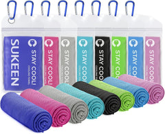 Sukeen front packaging showing eight cooling towels and included accessories
