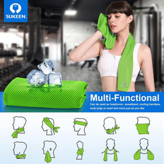 Runner using a Sukeen cooling towel for sweat management and comfort