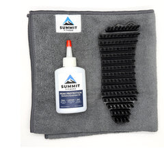 SUMMIT FITNESS front view of the full barbell care kit showing included items and benefits