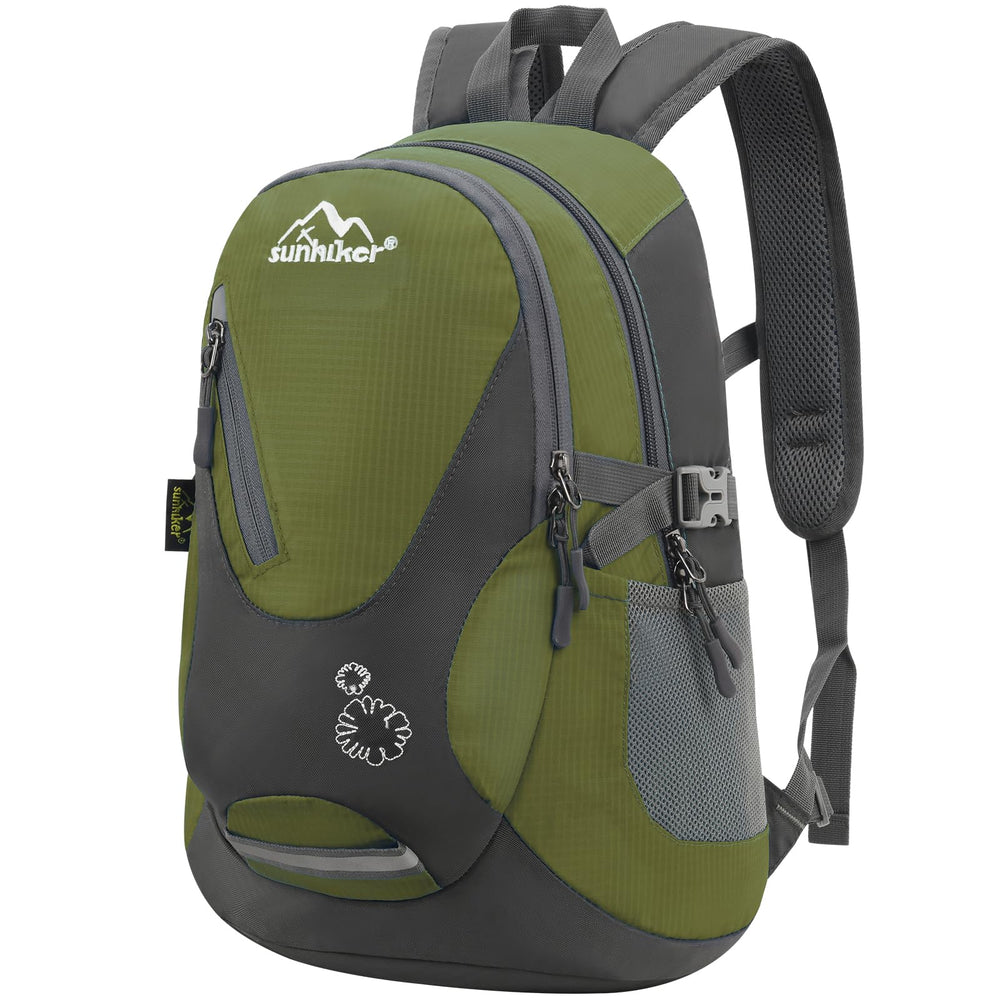 sunhiker front view small daypack showing compact silhouette and quick access pockets