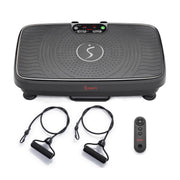 Sunny Health & Fitness front view of 2D vibration platform showing compact design and portability benefit