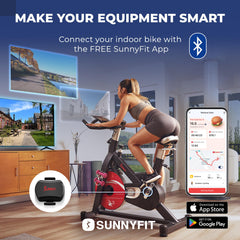 Sunny Health & Fitness close-up of LEDs indicating cadence (blue) or speed (red) for clarity