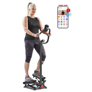 Sunny Health & Fitness front view showing compact stepper and sturdy base for stability