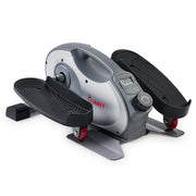 Sunny Health & Fitness front view of under-desk elliptical showing compact footprint and convenience