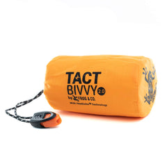 Survival Frog front packaging showing orange bivvy and compact sack, highlights quick deployment benefit