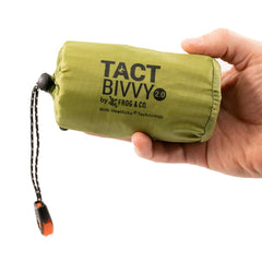 Survival Frog bivvy compressed inside stuff sack for compact carry advantage