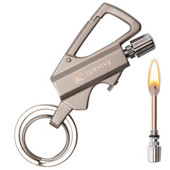 SURVIVE front view showing metal keychain opener, durable and compact