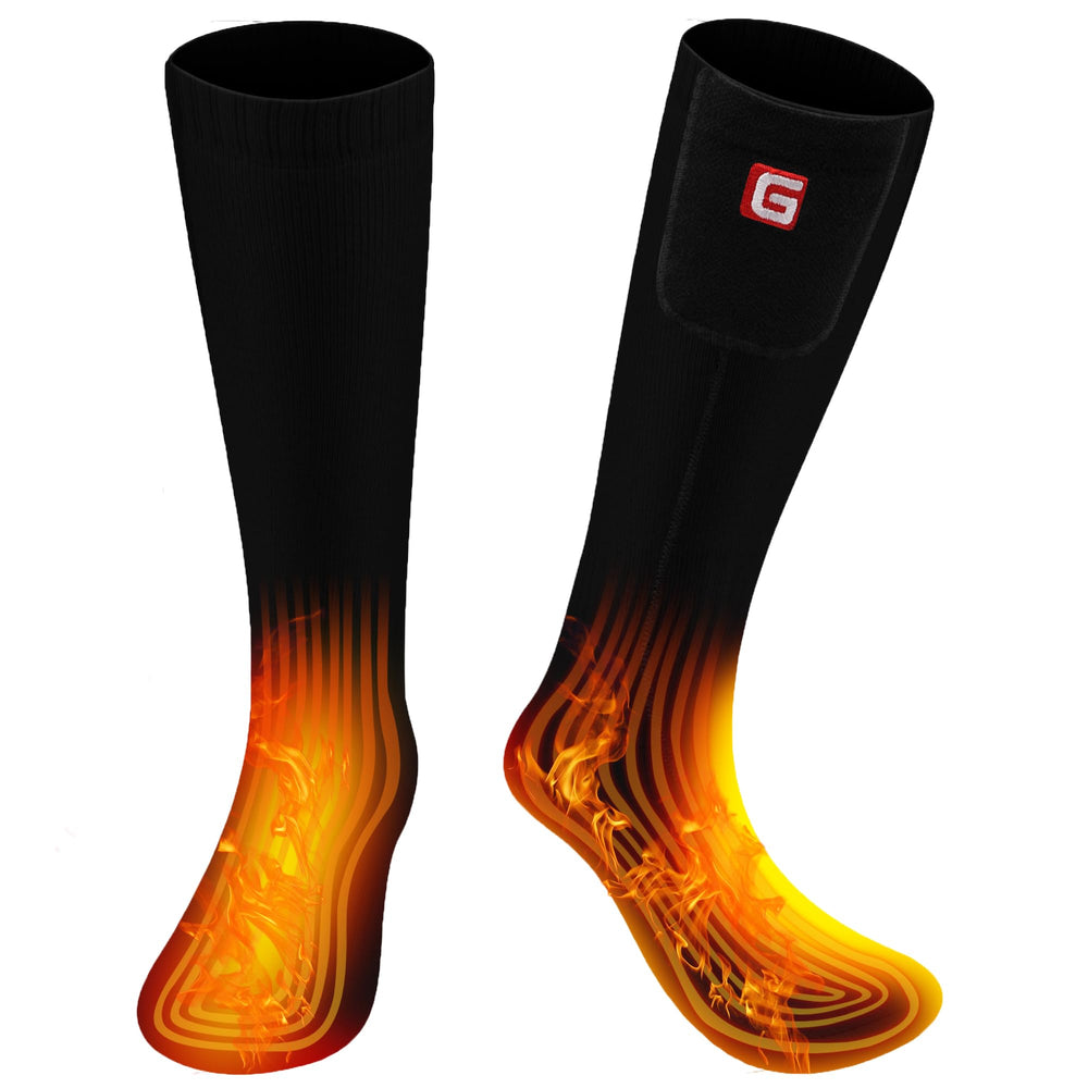 SVPRO front view of heated socks showing packaging and key features, comfort ready