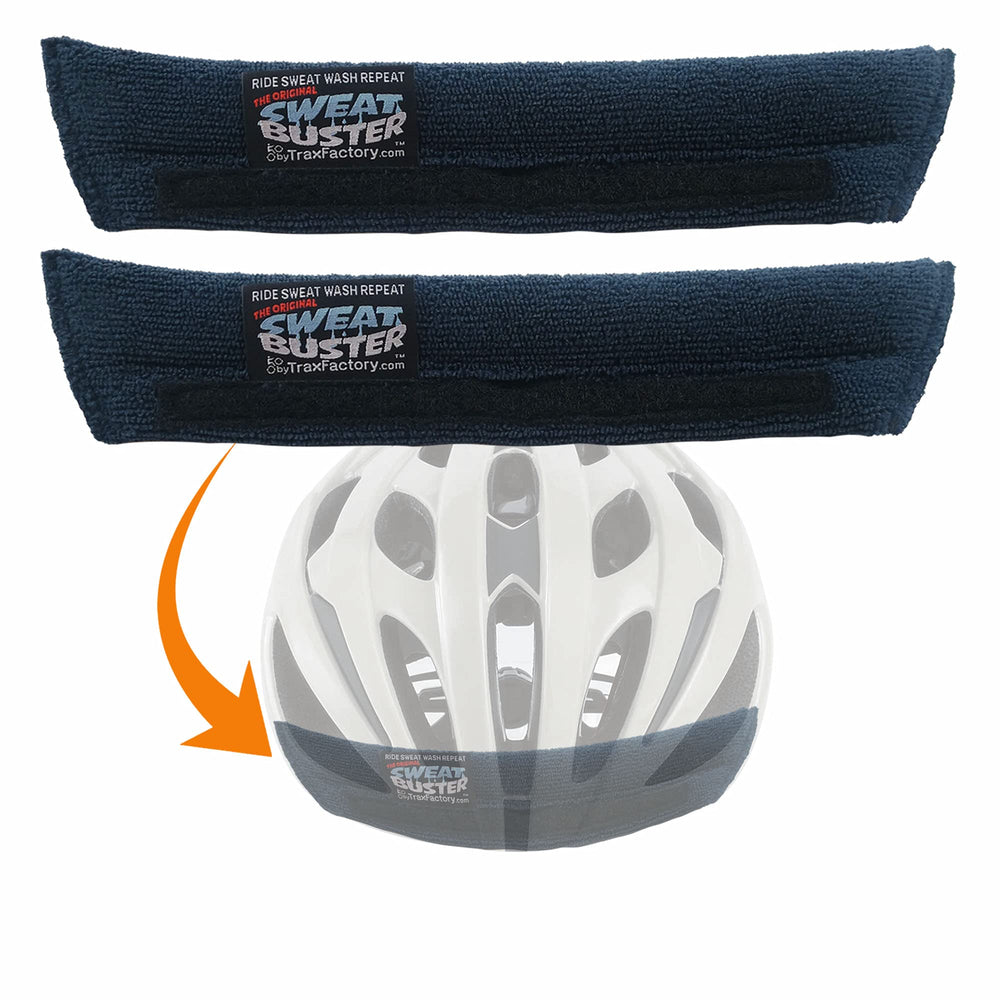Sweat Buster front view showing navy black sweatband protecting forehead