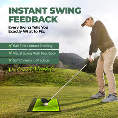 Swept Supplies alignment sticks set up on turf to pace aim and swing plane consistency