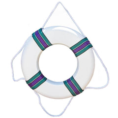 SWIMLINE foam life ring front view showing vibrant stripes and grab rope for visibility