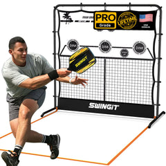 SwingIt front view showing mini net and rebounder for quick setup and practice