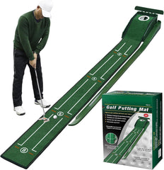 SWINGTEK putting mat front view showing realistic green and hole benefit practice anywhere