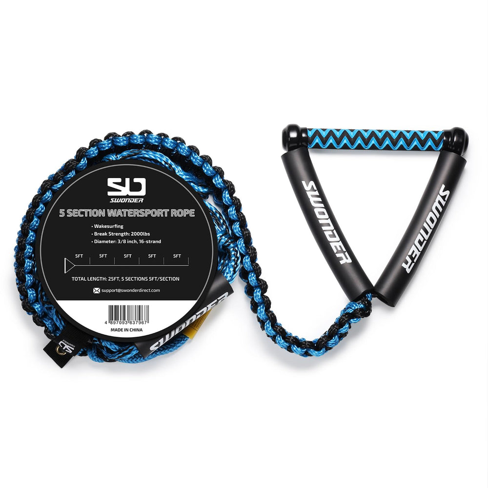 Swonder front view of rope and 10-inch EVA handle showing comfort
