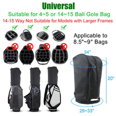 SYCFQX cover installed on a stand bag for dry clubs and easy access