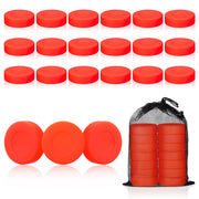 Syhood front view of orange puck set highlighting visibility and organized kit