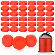 Syhood front view of orange puck pile showing kit and quantity benefit
