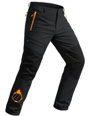 TACVASEN front view of black snow pants showing fit and protective softshell