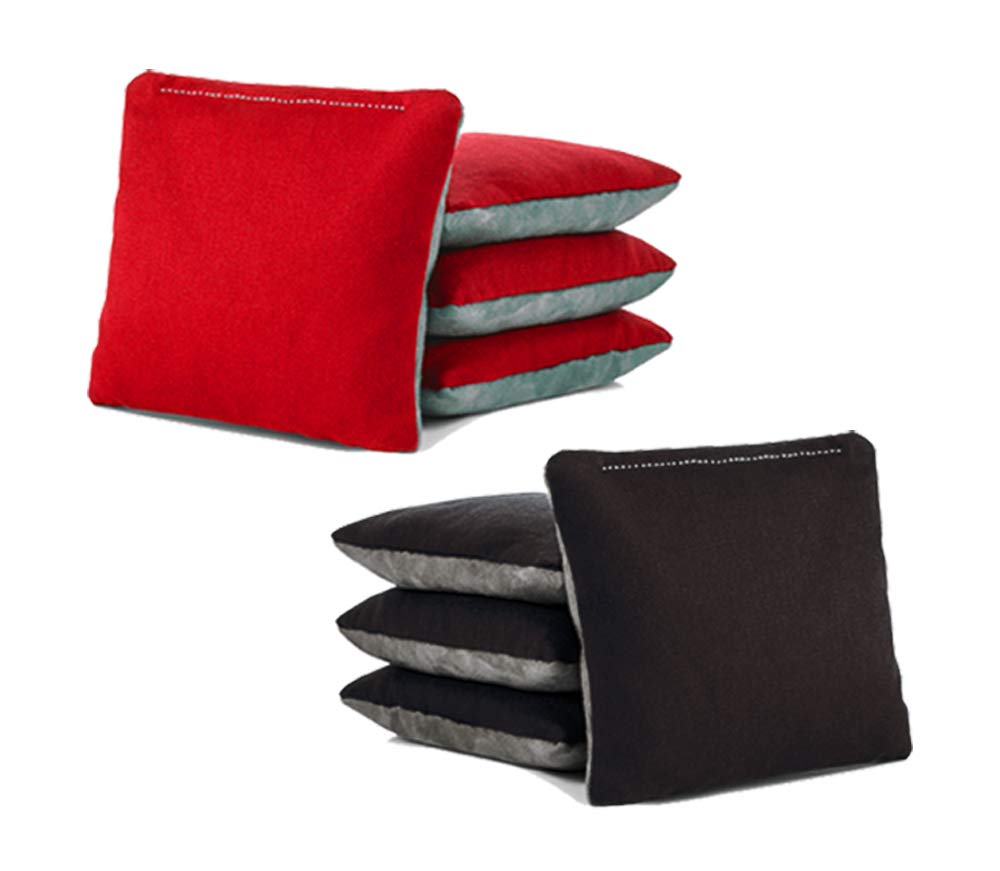 Tailgating Pros front view of eight regulation bags showing colors and contrast benefit