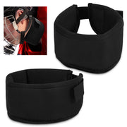 Taiyin front view of black neck guard pair showing compact protective design